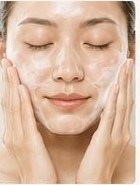 Washing face with foam