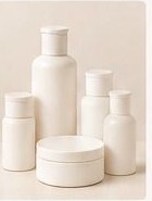 Row of skincare bottles