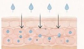Water drawn into skin