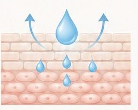 Water droplets held within skin layers