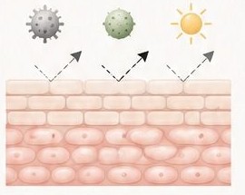 Pollutants and UV deflected by the skin barrier
